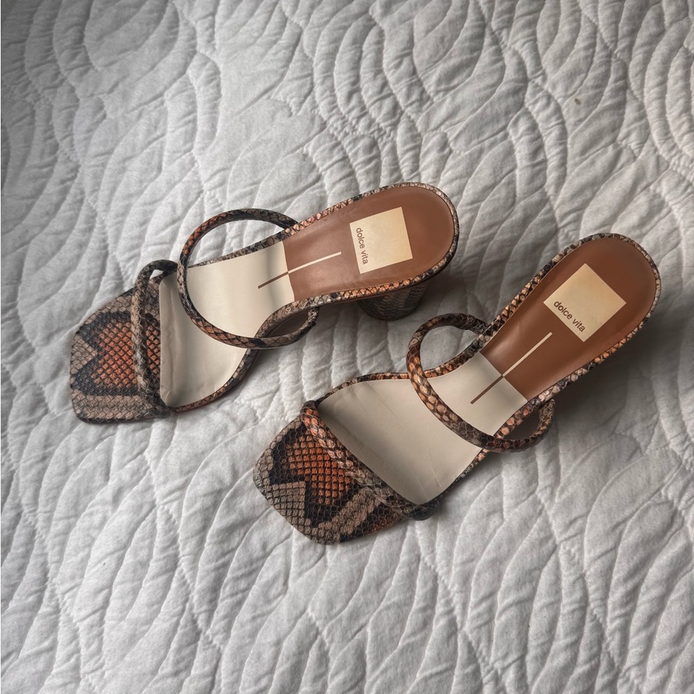Dolce Vita Brown Snake Print Heels